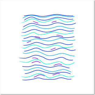 blue purple watercolor waves design Posters and Art